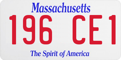 MA license plate 196CE1