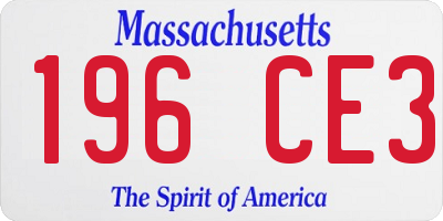 MA license plate 196CE3