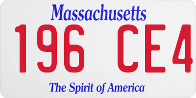 MA license plate 196CE4