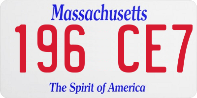 MA license plate 196CE7