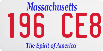 MA license plate 196CE8