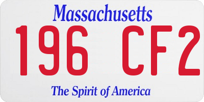 MA license plate 196CF2