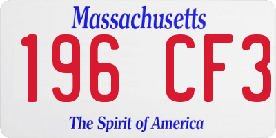 MA license plate 196CF3