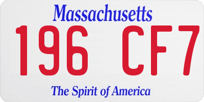 MA license plate 196CF7