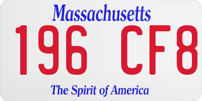 MA license plate 196CF8