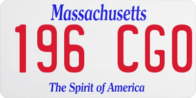 MA license plate 196CG0