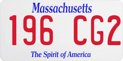 MA license plate 196CG2