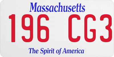 MA license plate 196CG3