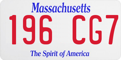 MA license plate 196CG7