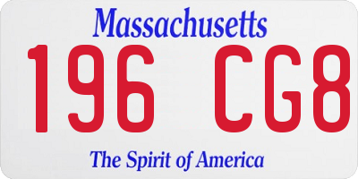 MA license plate 196CG8