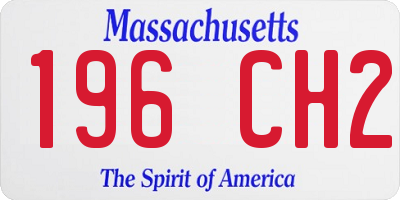 MA license plate 196CH2