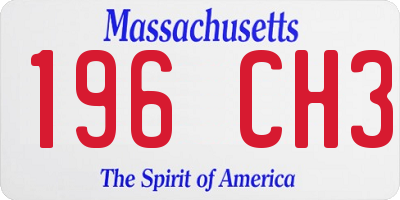 MA license plate 196CH3