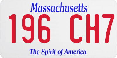 MA license plate 196CH7