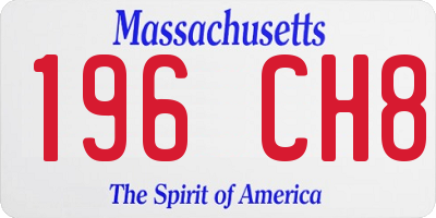 MA license plate 196CH8
