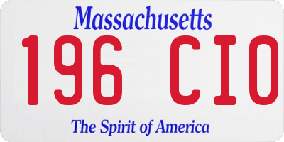 MA license plate 196CI0