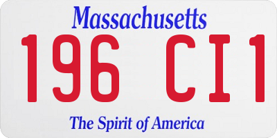 MA license plate 196CI1