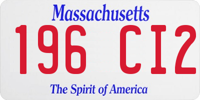 MA license plate 196CI2