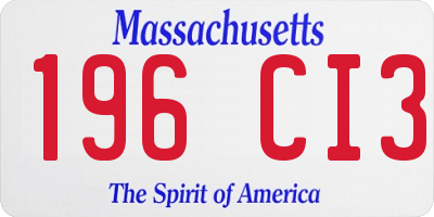 MA license plate 196CI3