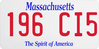 MA license plate 196CI5