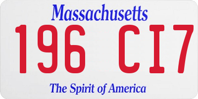 MA license plate 196CI7