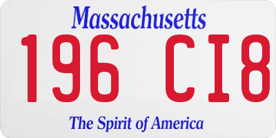 MA license plate 196CI8