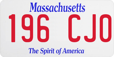MA license plate 196CJ0