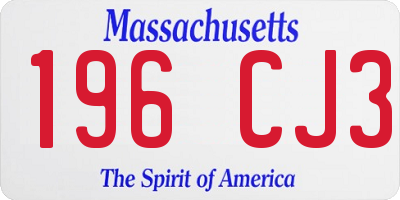 MA license plate 196CJ3