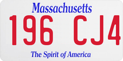 MA license plate 196CJ4