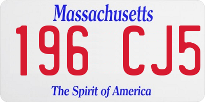 MA license plate 196CJ5