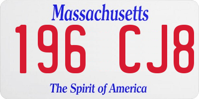 MA license plate 196CJ8