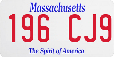 MA license plate 196CJ9