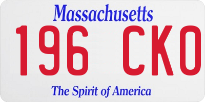 MA license plate 196CK0