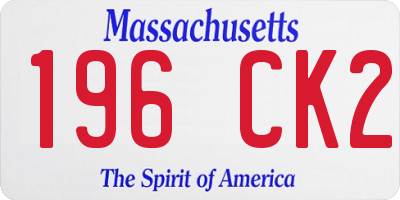 MA license plate 196CK2