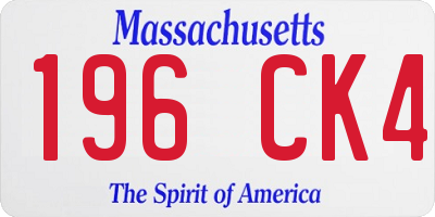 MA license plate 196CK4