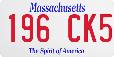 MA license plate 196CK5