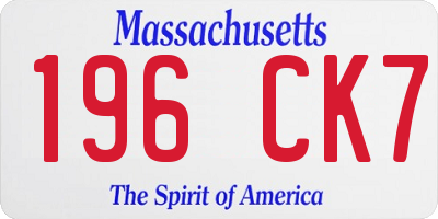 MA license plate 196CK7