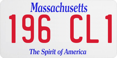 MA license plate 196CL1