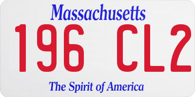 MA license plate 196CL2