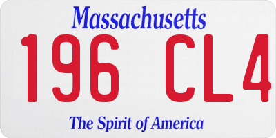 MA license plate 196CL4