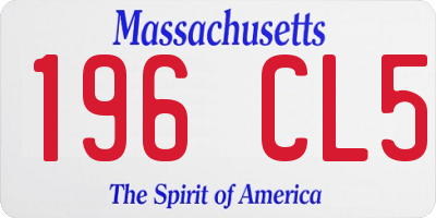 MA license plate 196CL5