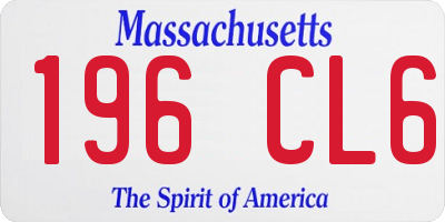 MA license plate 196CL6
