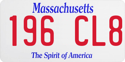 MA license plate 196CL8