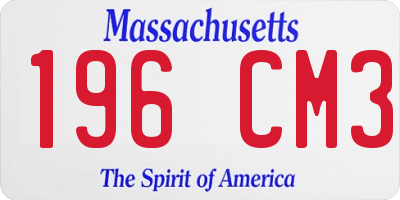 MA license plate 196CM3