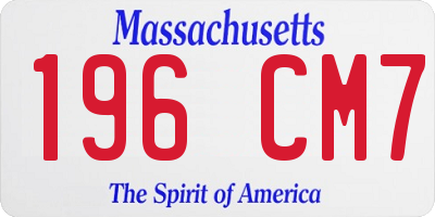 MA license plate 196CM7