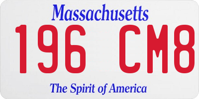 MA license plate 196CM8