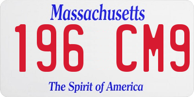 MA license plate 196CM9