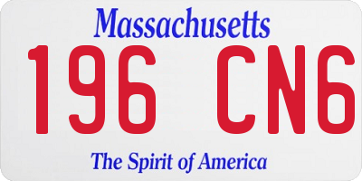 MA license plate 196CN6
