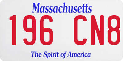 MA license plate 196CN8