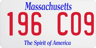 MA license plate 196CO9