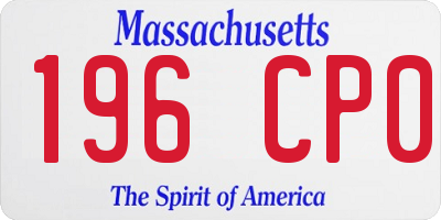 MA license plate 196CP0
